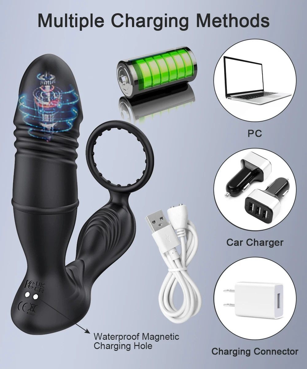 Male Thrusting Prostate Massager Bluetooth APP Vibrator for Men Gay Anal Plug Telescopic Vibrating Butt Plug Sex Toy for Couples