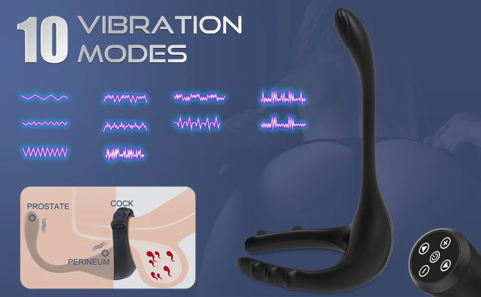 Prostate Massager Testis Cock Vibrator Anal Plugs Butt Stimulate Delay Ejaculate Penis Ring Cocking Remote Sex Toy Men Sextoy