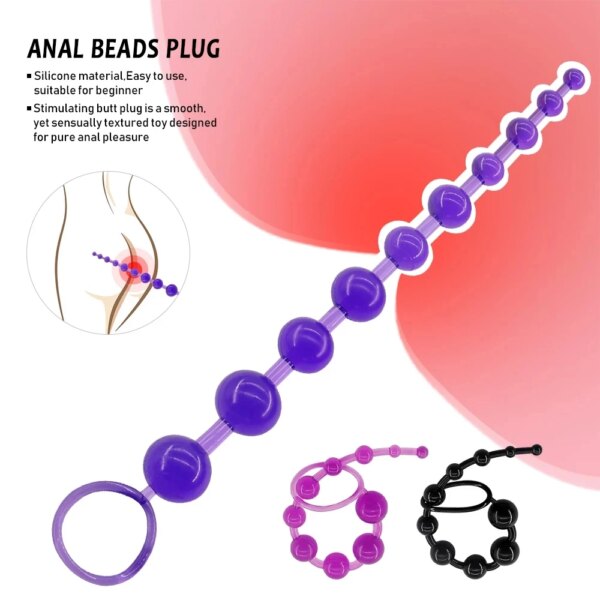 Plastic Anal Beads for Wome Men Adult Sex Toys Gay Anus Stimulator Prosate Massage Buttplug Anal Beads G spot Orgasm Props