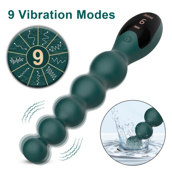 Vibrating Anal Beads Butt Plug for Men Women Anal Vibrator Anal Balls Men Prostate Massager with LED Digtal Screen