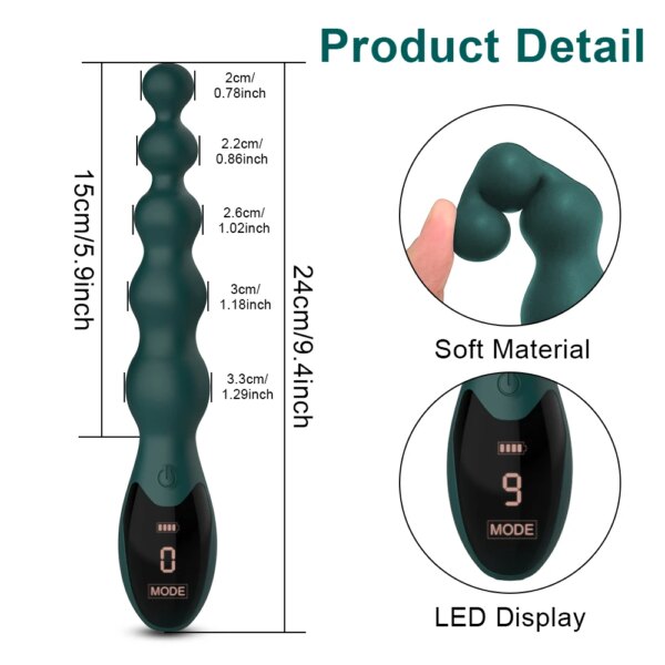 Vibrating Anal Beads Butt Plug for Men Women Anal Vibrator Anal Balls Men Prostate Massager with LED Digtal Screen