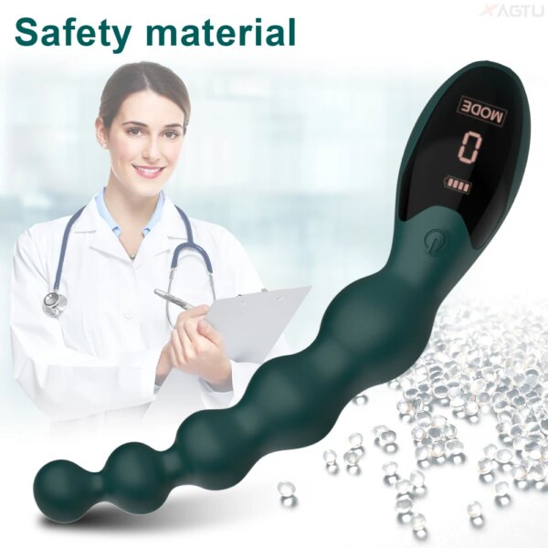 Vibrating Anal Beads Butt Plug for Men Women Anal Vibrator Anal Balls Men Prostate Massager with LED Digtal Screen