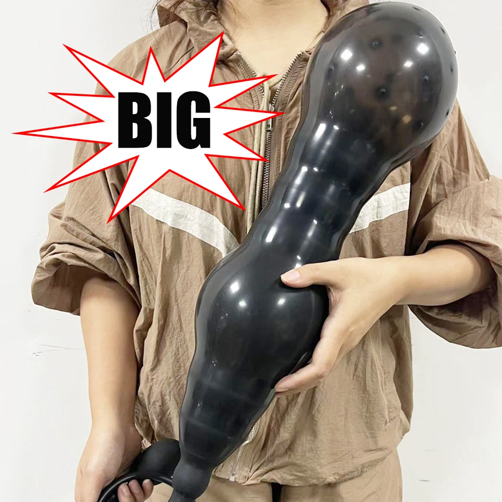 Spikes Inflatable Anal Beads For Women Vaginal Dilator Men Butt Plug Expander 18-52cm Big Dildos Female Masturbator Sex Toys 18