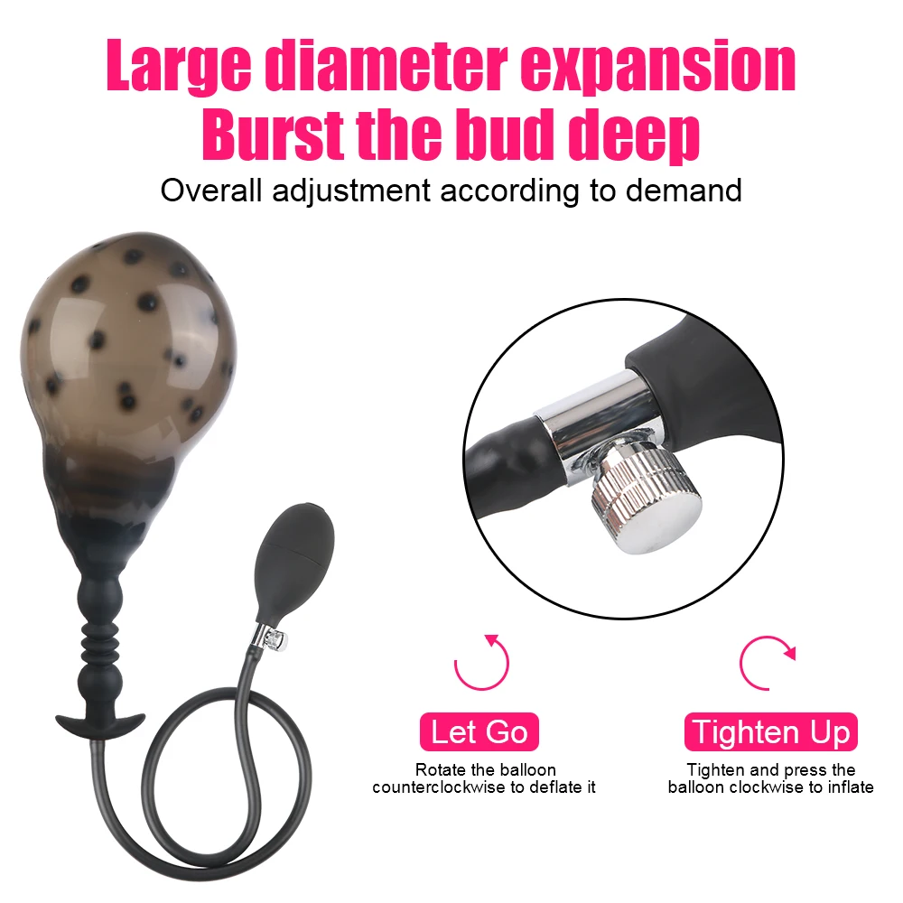 Spikes Inflatable Anal Beads For Women Vaginal Dilator Men Butt Plug Expander 18-52cm Big Dildos Female Masturbator Sex Toys 18