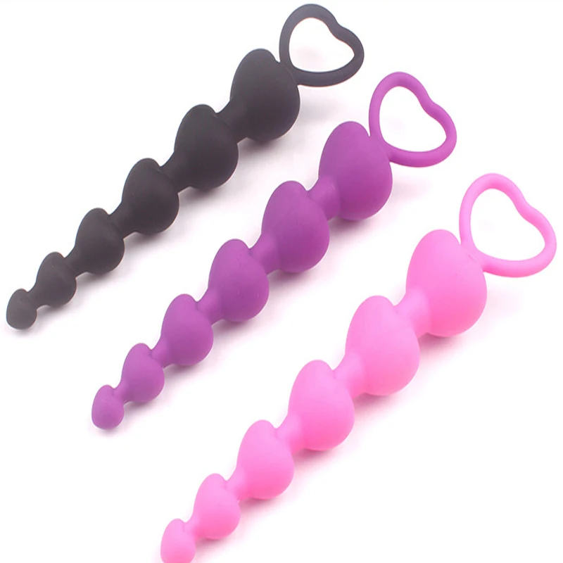 Heart beads Soft Anal Plug anus Toys Big  Balls Silicone G-Spot Stimulating Butt Plugs Adult Sex  Couple Sexy