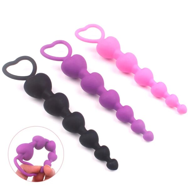 Heart beads Soft Anal Plug anus Toys Big  Balls Silicone G-Spot Stimulating for Couples Butt Plugs Adult Sexy anal Masturbator