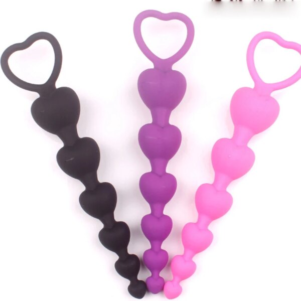 Heart beads Soft Anal Plug anus Toys Big  Balls Silicone G-Spot Stimulating for Couples Butt Plugs Adult Sexy anal Masturbator