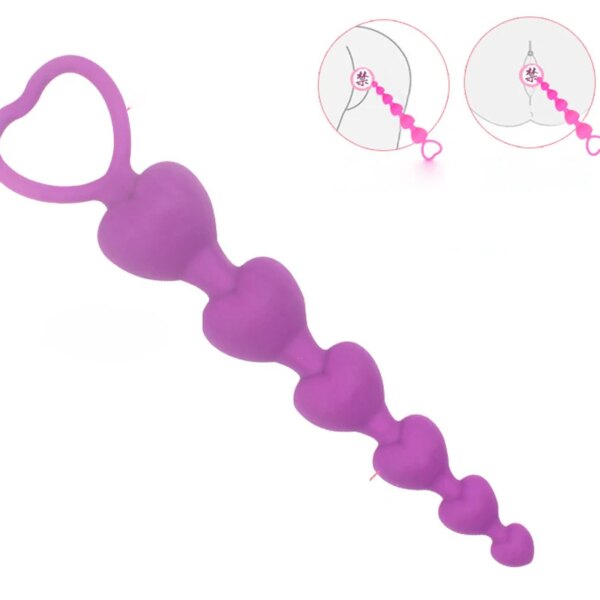 Heart beads Soft Anal Plug anus Toys Big  Balls Silicone G-Spot Stimulating for Couples Butt Plugs Adult Sexy anal Masturbator