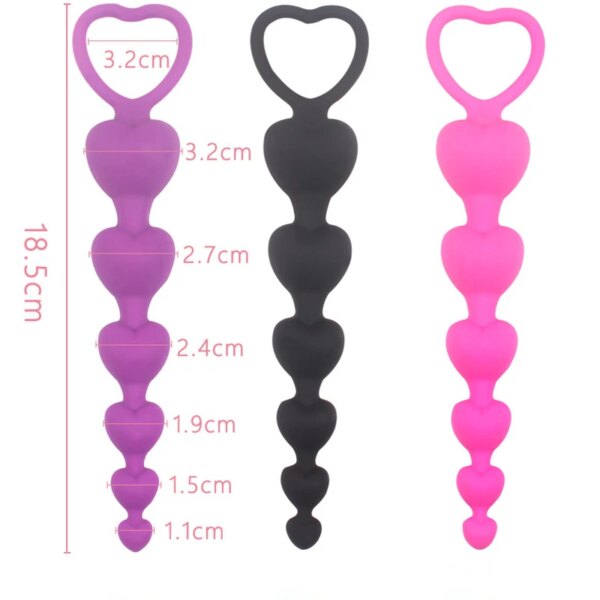 Heart beads Soft Anal Plug anus Toys Big  Balls Silicone G-Spot Stimulating for Couples Butt Plugs Adult Sexy anal Masturbator