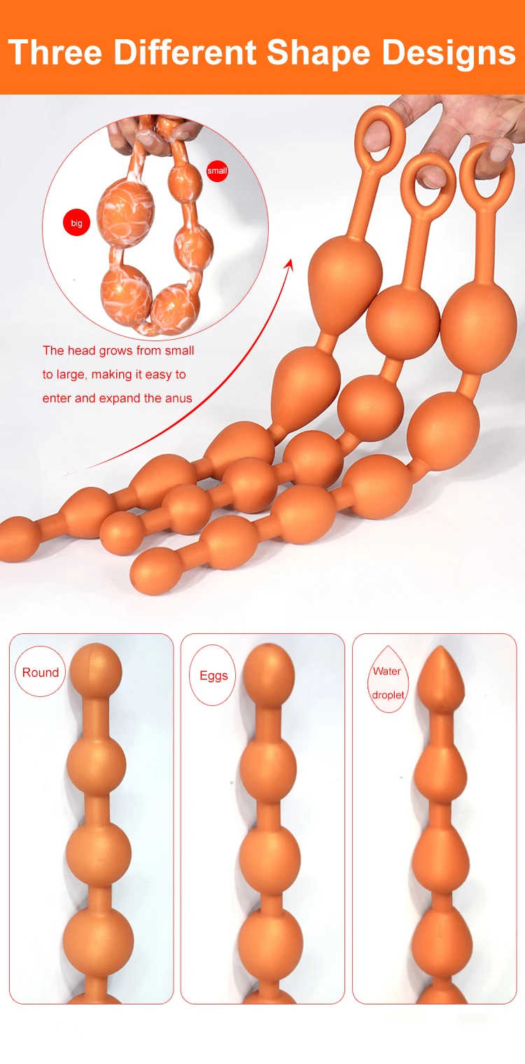 New Model Round Eggs And Water Droplet Shape Anal Plug Sex Toys Progressive Anal Dilator From Small To Large Anus Six Beads