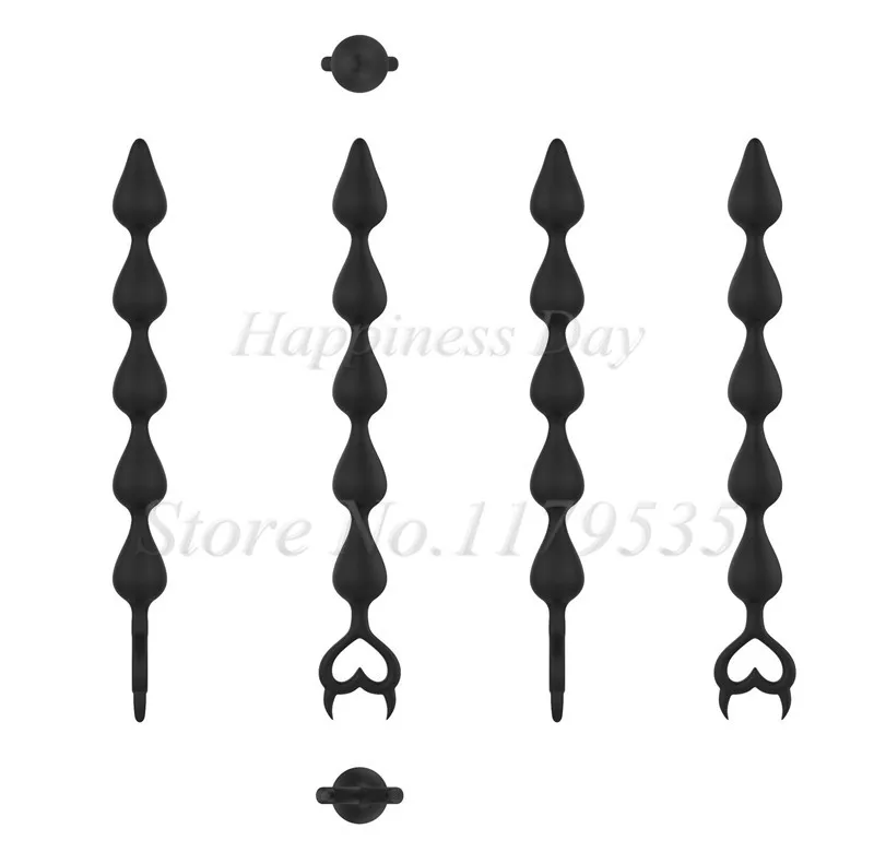 Unisex Anal Ball Butt Plug Large Size Black Anal Beads Silicone Anal Sex Toy Male Prostate Massager Anus Masturbation Erotic Toy