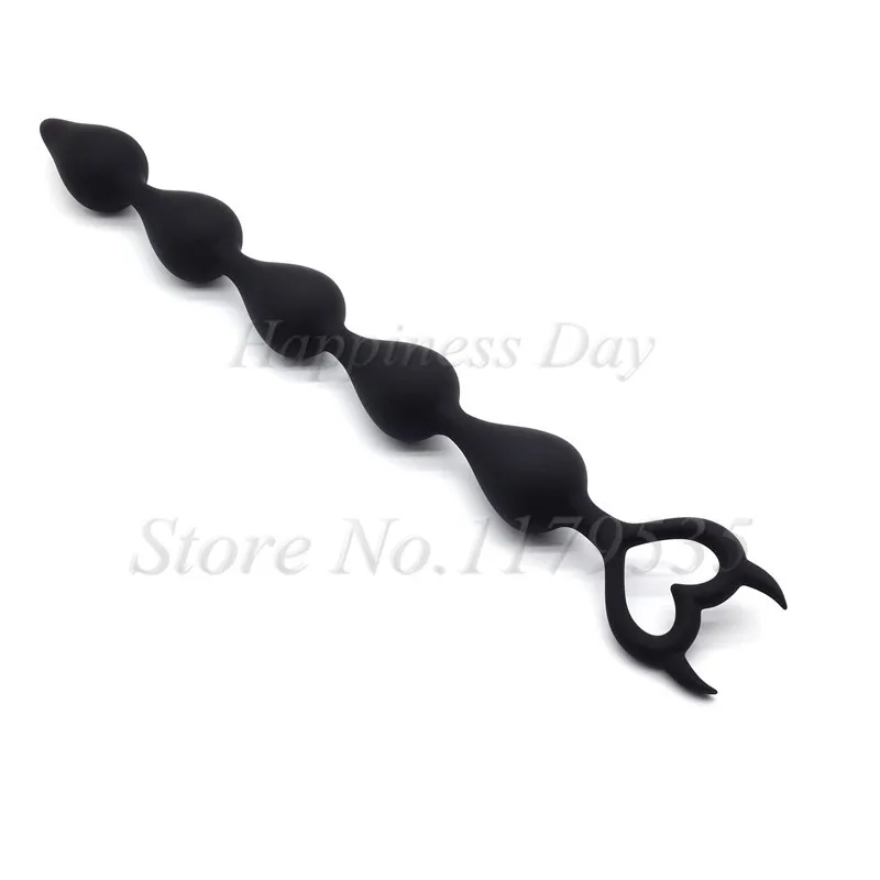 Unisex Anal Ball Butt Plug Large Size Black Anal Beads Silicone Anal Sex Toy Male Prostate Massager Anus Masturbation Erotic Toy