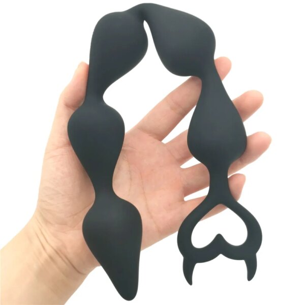 Unisex Anal Ball Butt Plug Large Size Black Anal Beads Silicone Anal Sex Toy Male Prostate Massager Anus Masturbation Erotic Toy