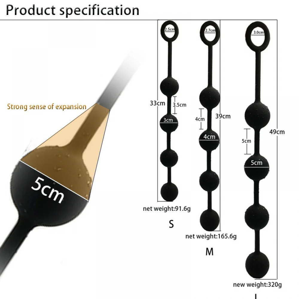 Silicone Anal Beads Long Butt Plug Prostate Massage Anal Stimulation Vaginal Balls Adult Sex Toys For Men Women Masturbation