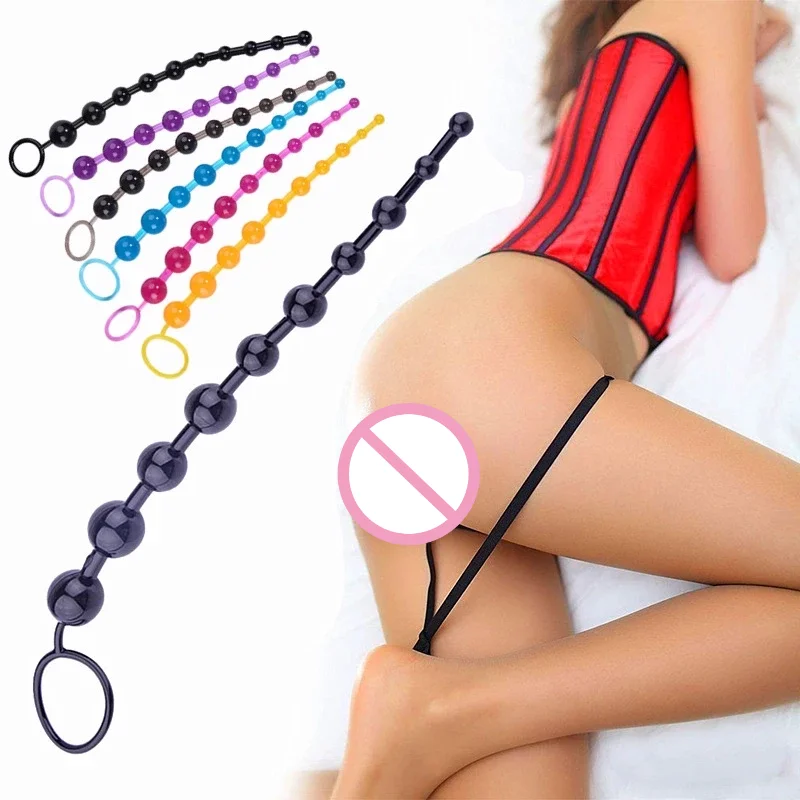 10 beads Soft Rubber Anal Plug Beads Long Orgasm Vagina Clit Pull Ring Ball Butt Toys Adults Women Stimulator Sex Accessories