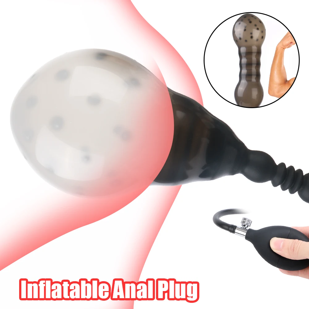 Inflatable 14cm Anal Beads For Women Vaginal Dilator Men Butt Plug Expander 18-52cm Big Dildos Female Masturbator Sex Toys Adult