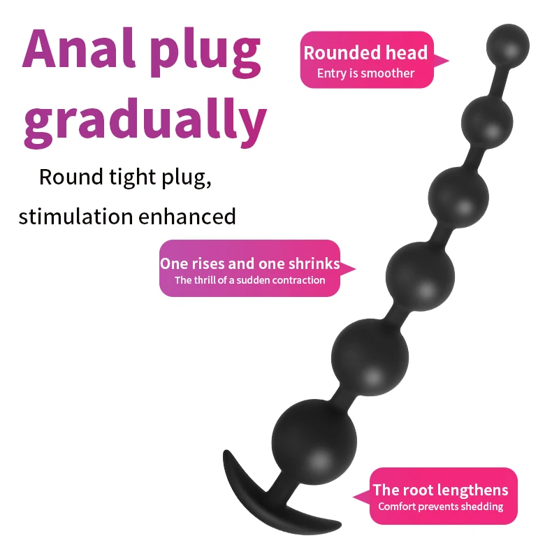 Silicone Anal Beads Anal Plug Pull Beads Anal Dilator Dildo Masturbator Butt Plug Prostatic Stimulation Sex Toys for Woman Man