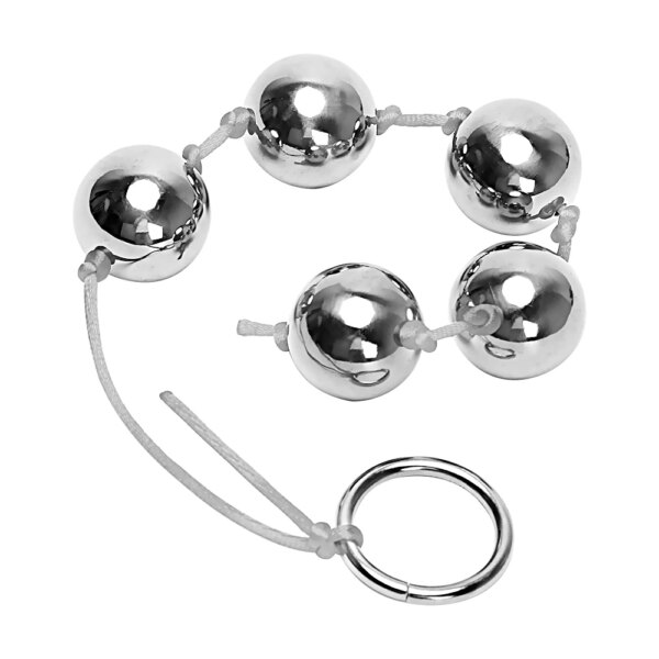 2.5cm Big Balls Butt Vaginal Plug Stainless Steel Five Metal Anal Balls Adult Sex Toys for Woman Handheld Ring Anal Bead