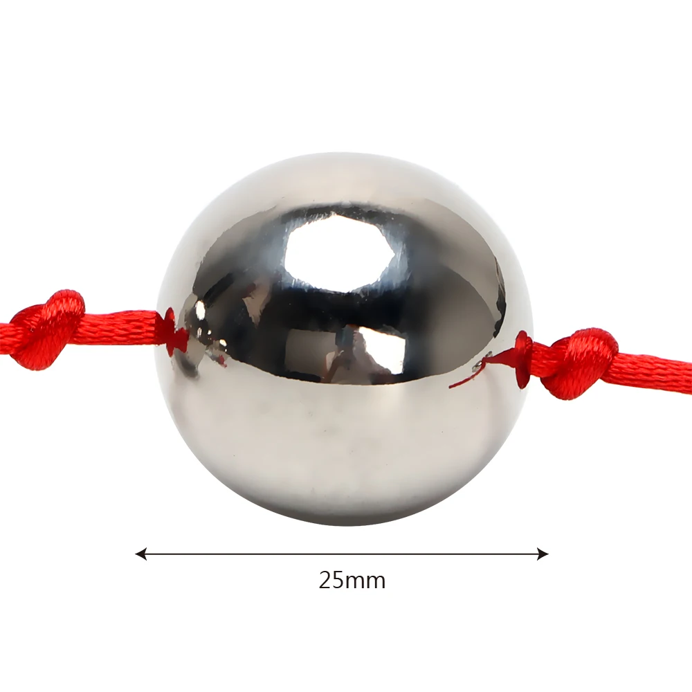 IKOKY 2.5cm Big Balls Butt Vaginal Plug Stainless Steel Five Metal Anal Balls Adult Sex Toys for Woman Handheld Ring Anal Bead