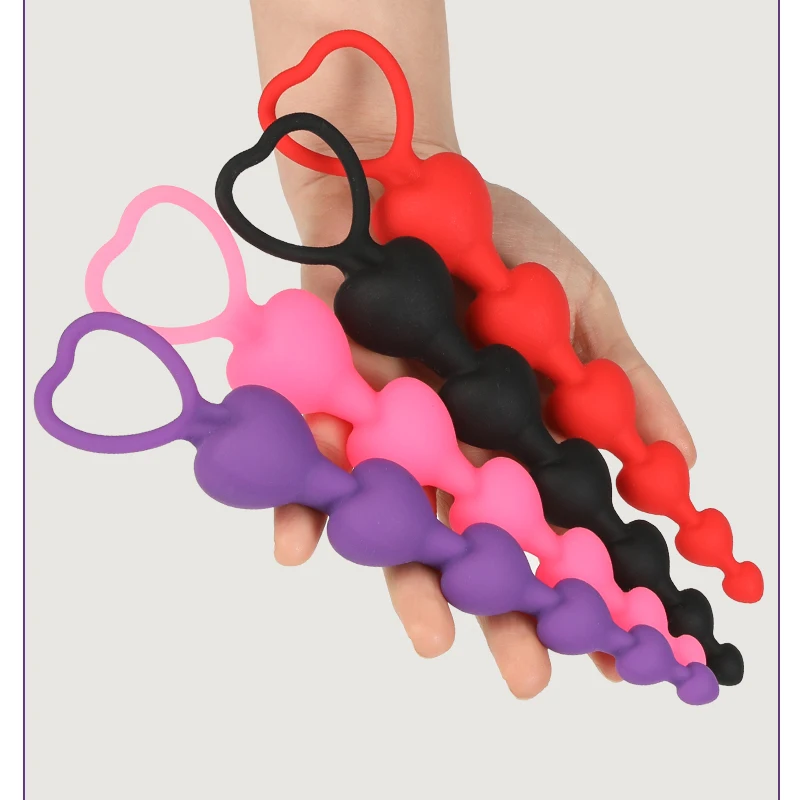 Heart beads Soft Anal Plug anus Toys Big  Balls Silicone G-Spot Stimulating Butt Plugs Adult Sex  Couple Sexy