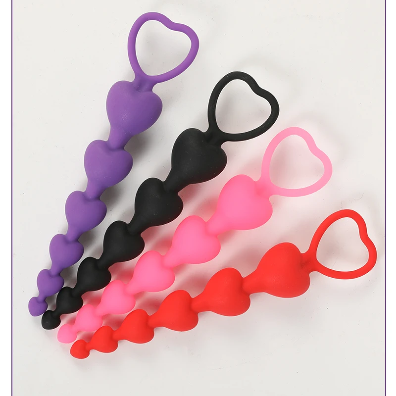 Heart beads Soft Anal Plug anus Toys Big  Balls Silicone G-Spot Stimulating Butt Plugs Adult Sex  Couple Sexy