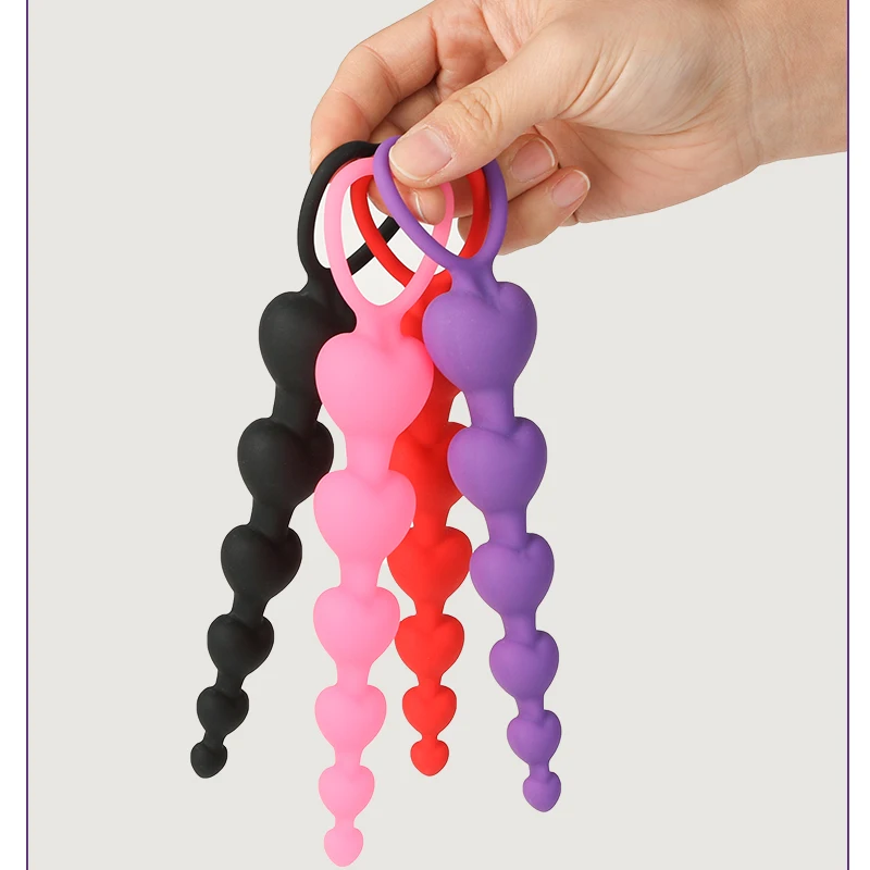 Heart beads Soft Anal Plug anus Toys Big  Balls Silicone G-Spot Stimulating Butt Plugs Adult Sex  Couple Sexy