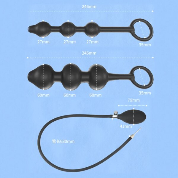 Inflatable Anal Beads With Penis Ring For Men Prostate Massager Butt Plug Women Vaginal Balls Anus Expander Sex Toys Adults 18