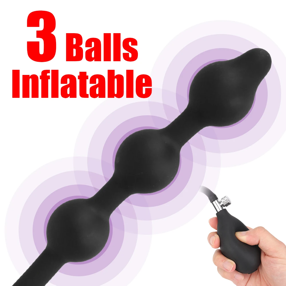 Inflatable Anal Beads With Penis Ring For Men Prostate Massager Butt Plug Women Vaginal Balls Anus Expander Sex Toys Adults 18