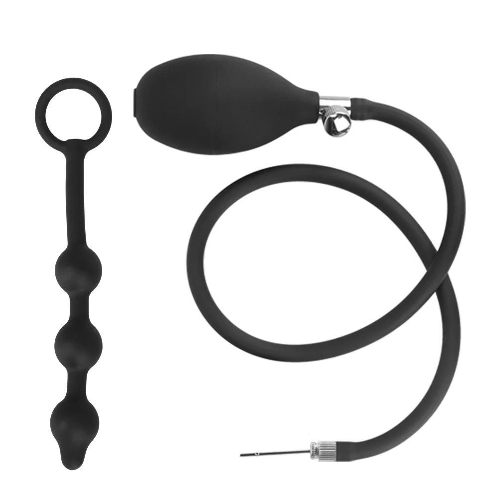 Inflatable Anal Beads With Penis Ring For Men Prostate Massager Butt Plug Women Vaginal Balls Anus Expander Sex Toys Adults 18