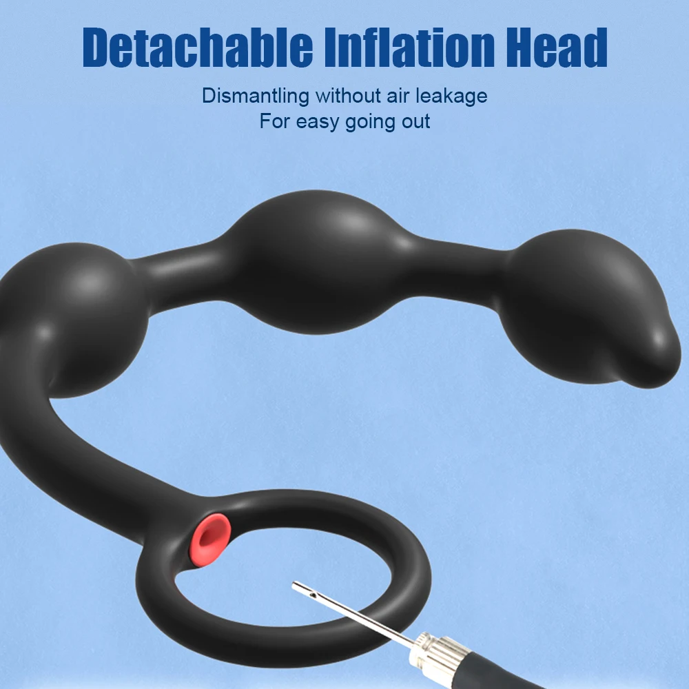 Inflatable Anal Beads With Penis Ring For Men Prostate Massager Butt Plug Women Vaginal Balls Anus Expander Sex Toys Adults 18