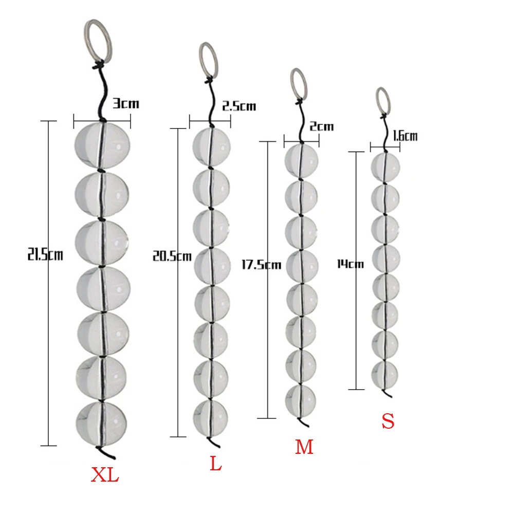 4 Sizes Rear Court Pull Glass Beads Anal Balls Butt Plug Sex Toys For Women Transparent Harem Male And Female Masturbation
