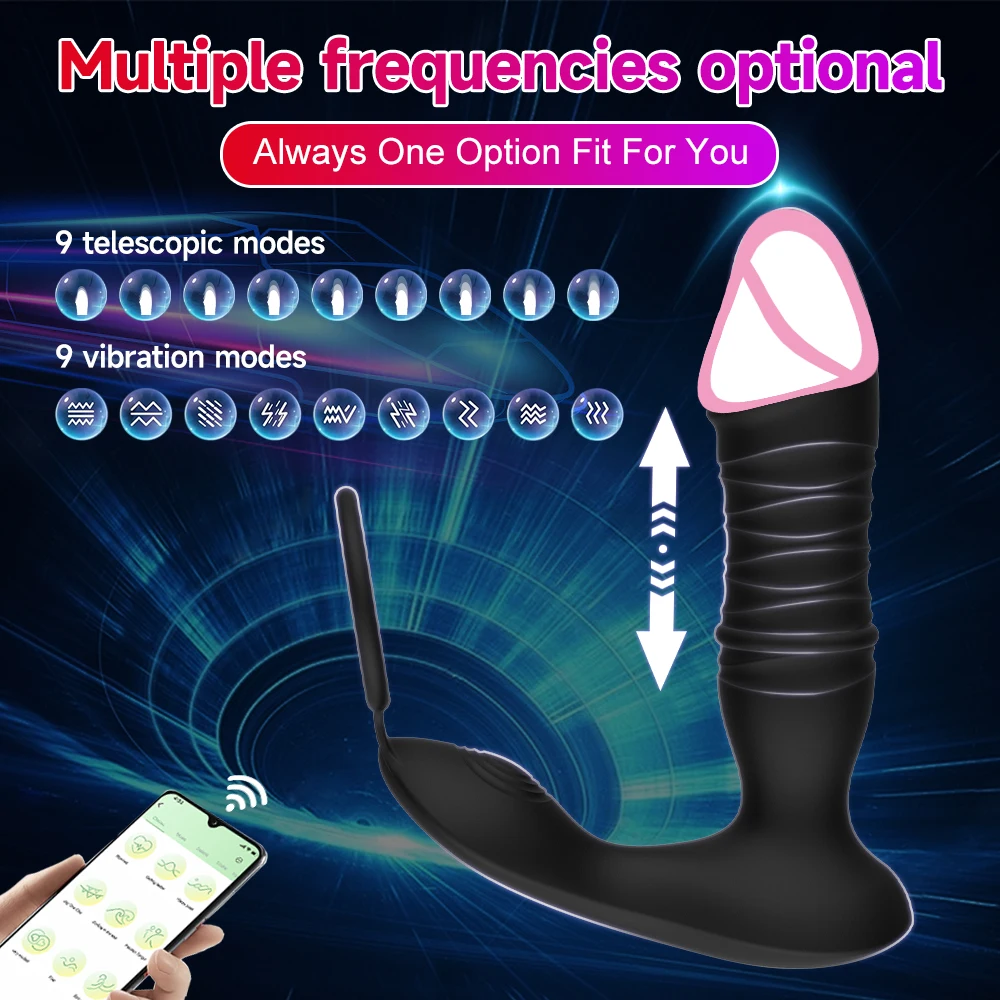 APP Remote Control Anal Vibrator 9 Thrusting Vibrating Modes Prostate Massage with Cock Ring Dildo Adult Sex Toy for Man Couple APP Remote Control Anal Vibrator 9 Thrusting Vibrating Modes Prostate Massage with Cock Ring Dildo Adult Sex Toy for Man Couple