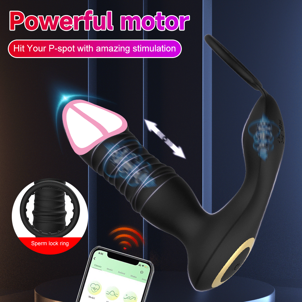 APP Remote Control Anal Vibrator 9 Thrusting Vibrating Modes Prostate Massage with Cock Ring Dildo Adult Sex Toy for Man Couple APP Remote Control Anal Vibrator 9 Thrusting Vibrating Modes Prostate Massage with Cock Ring Dildo Adult Sex Toy for Man Couple