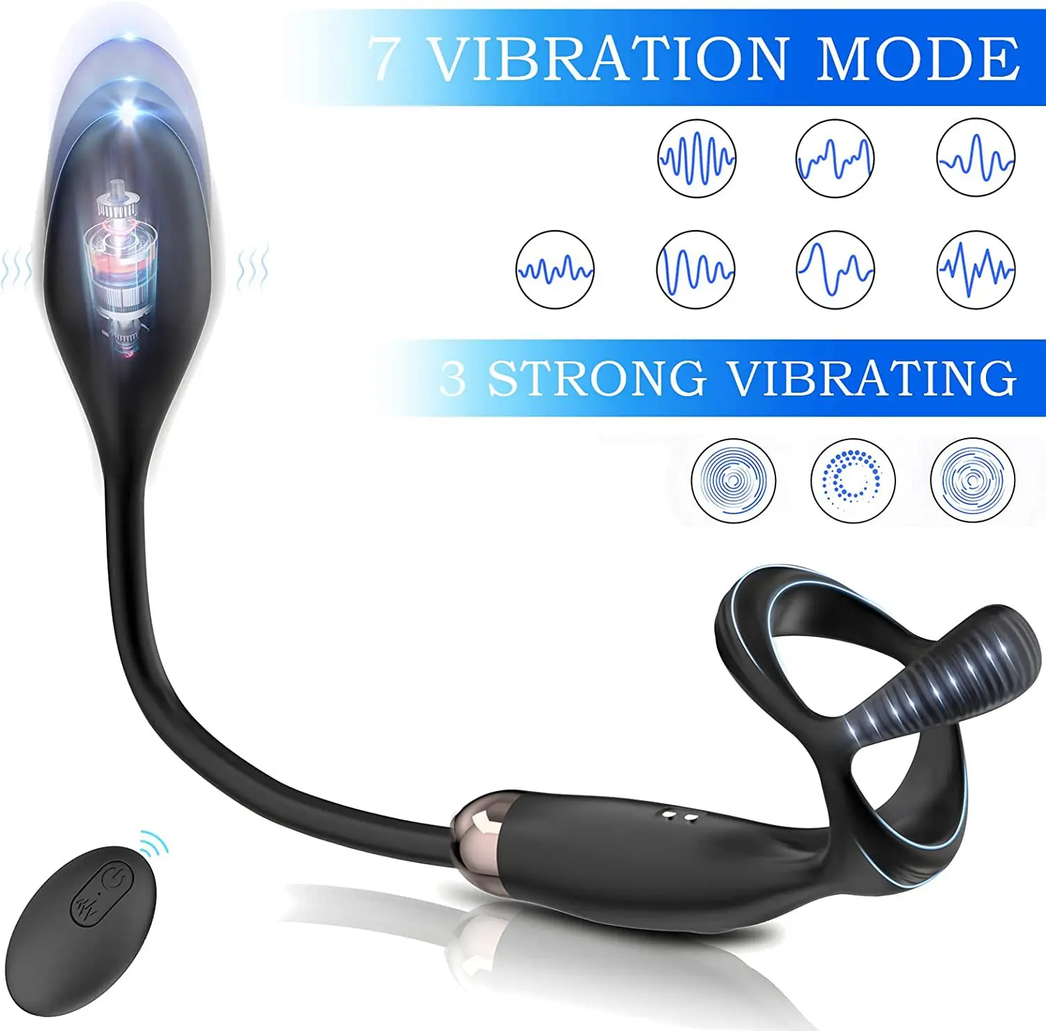 Remote Control Prostate Vibrator Testicle Massage Anal Butt Plug Cock Penis Ring Male Sexy Toy Cockring for Men Remote Cock Ring