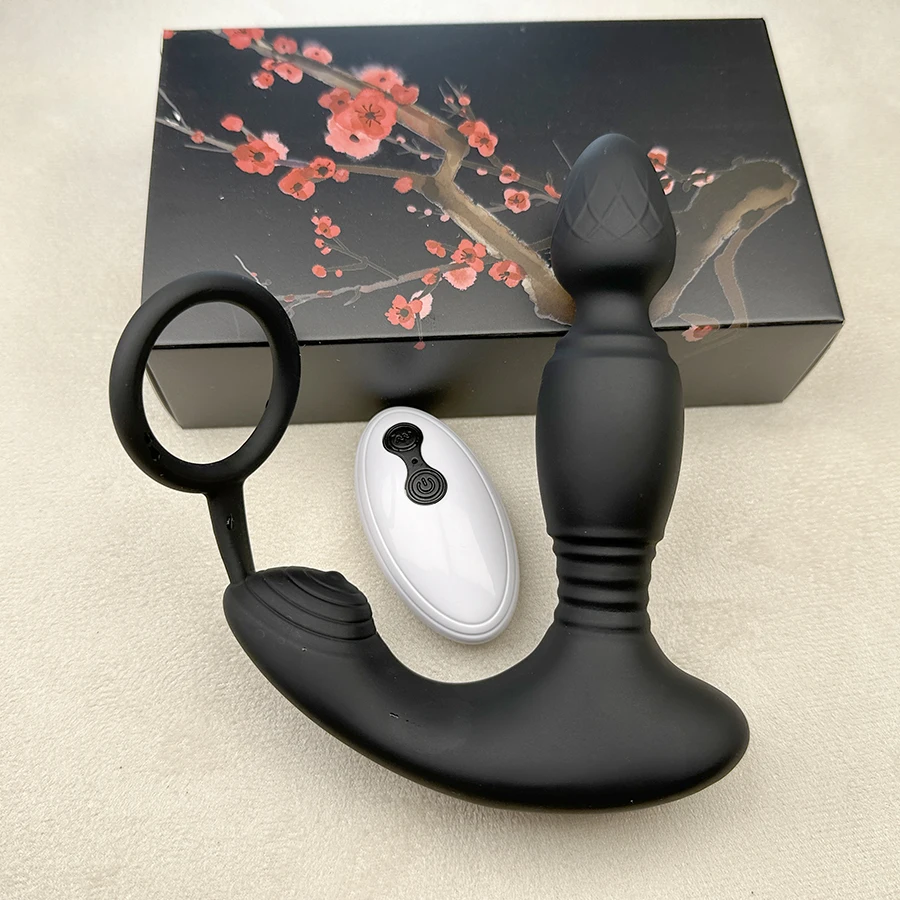 3 motors Male Thrusting and shock Prostate Massager remote control Vibrator Butt Plug Telescopic Cock Ring Sex Toys for Adult 3 motors Male Thrusting and shock Prostate Massager remote control Vibrator Butt Plug Telescopic Cock Ring Sex Toys for Adult