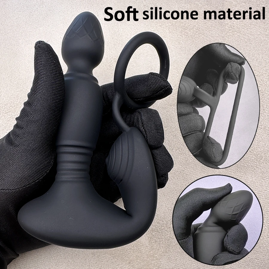 3 motors Male Thrusting and shock Prostate Massager remote control Vibrator Butt Plug Telescopic Cock Ring Sex Toys for Adult 3 motors Male Thrusting and shock Prostate Massager remote control Vibrator Butt Plug Telescopic Cock Ring Sex Toys for Adult