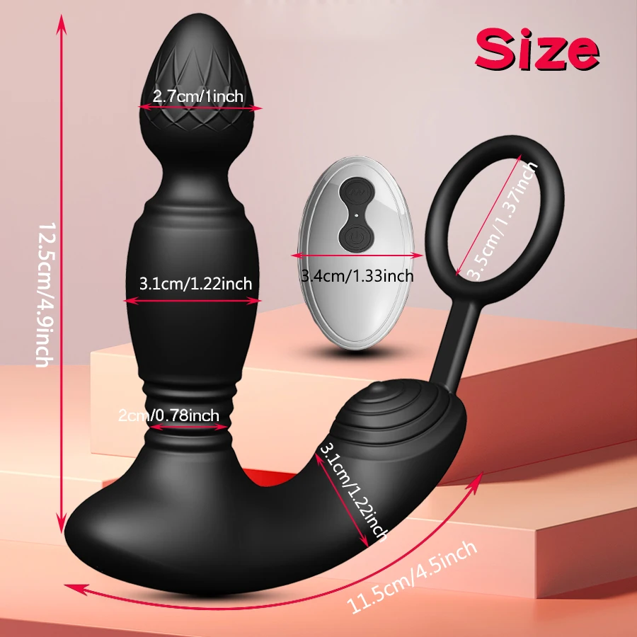 3 motors Male Thrusting and shock Prostate Massager remote control Vibrator Butt Plug Telescopic Cock Ring Sex Toys for Adult 3 motors Male Thrusting and shock Prostate Massager remote control Vibrator Butt Plug Telescopic Cock Ring Sex Toys for Adult