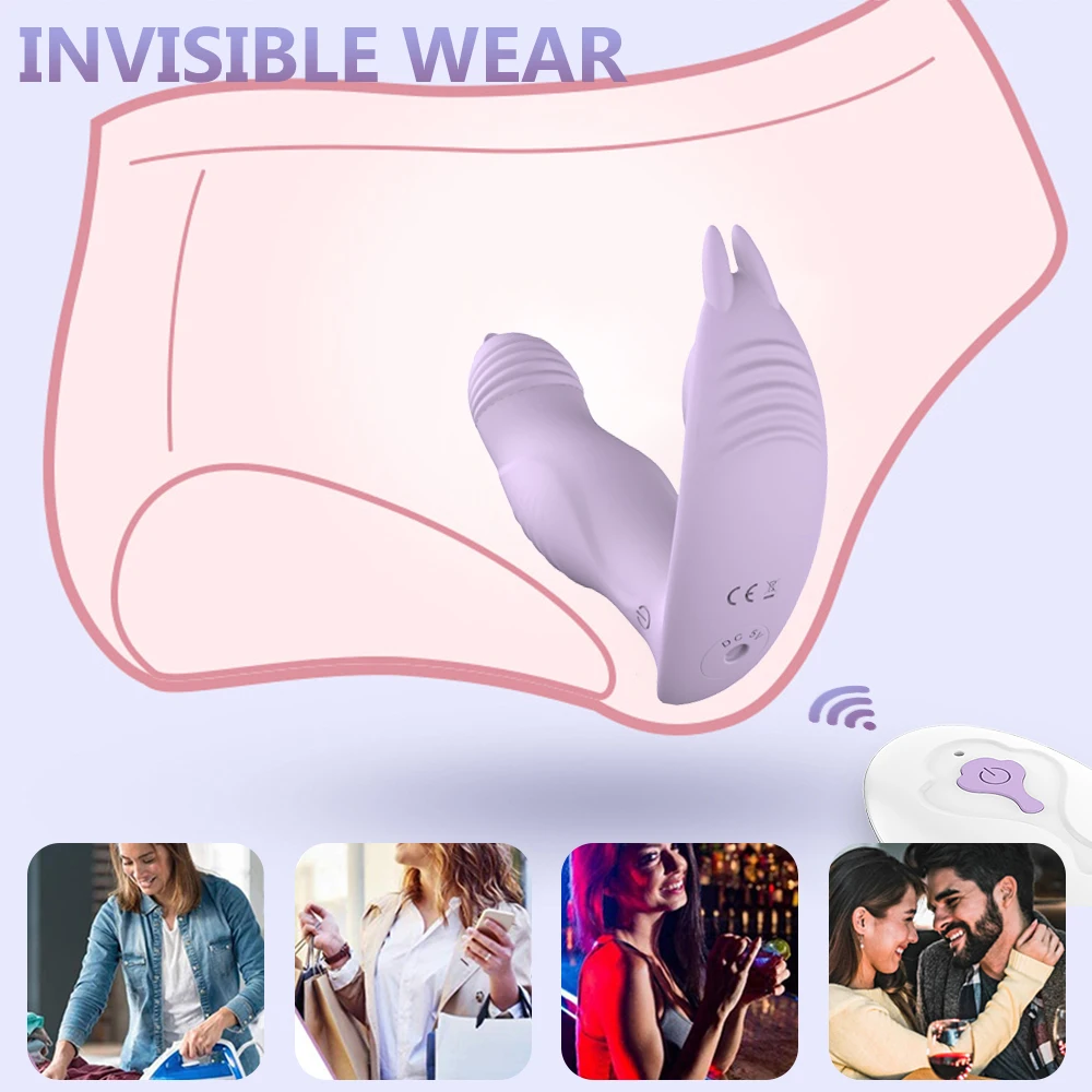 Wearable Panties Dildo Vibrator Sex Oral Tongue Licking G Spot Clitoris Stimulator Remote Control Panties Masturbator Adult Toys