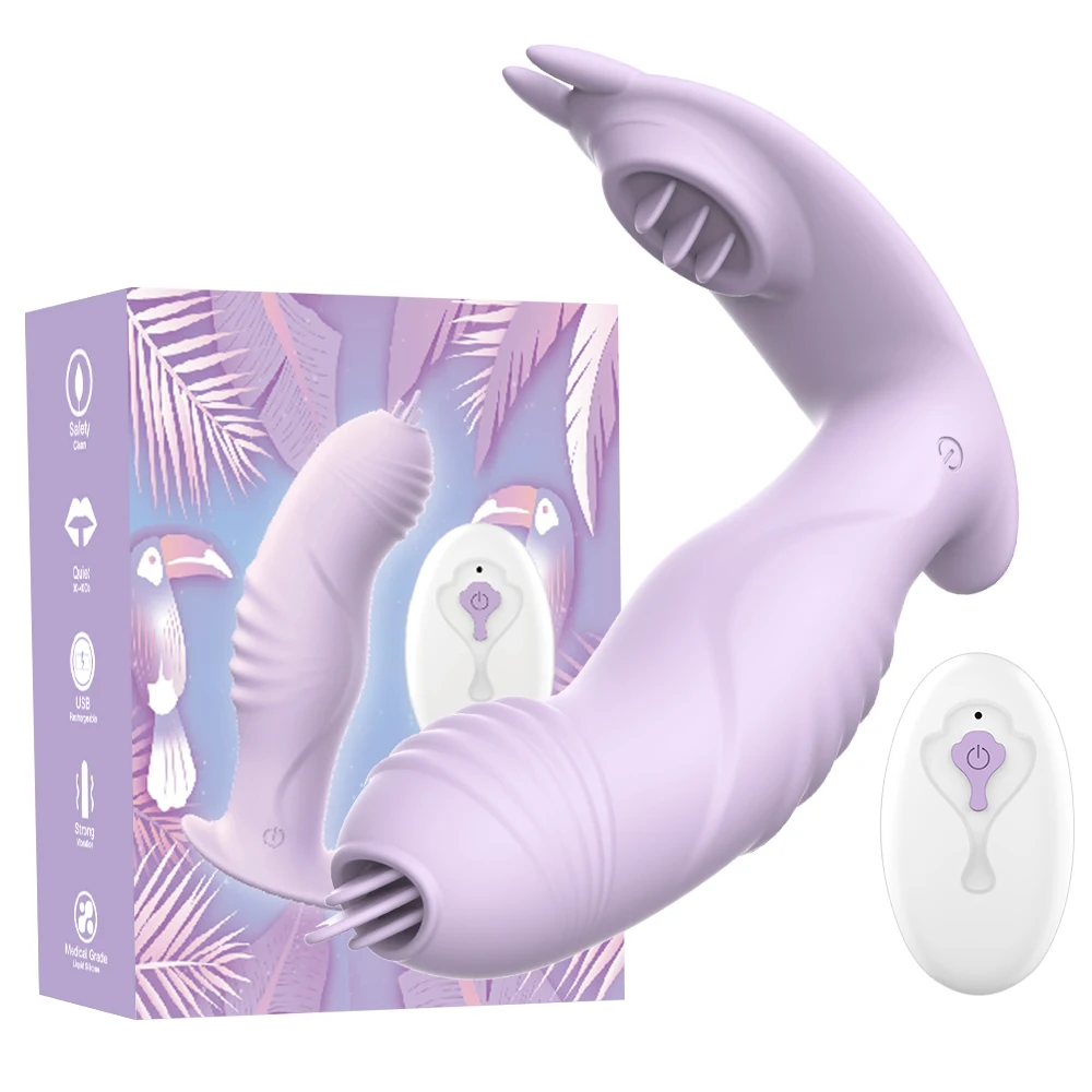 Wearable Panties Dildo Vibrator Sex Oral Tongue Licking G Spot Clitoris Stimulator Remote Control Panties Masturbator Adult Toys