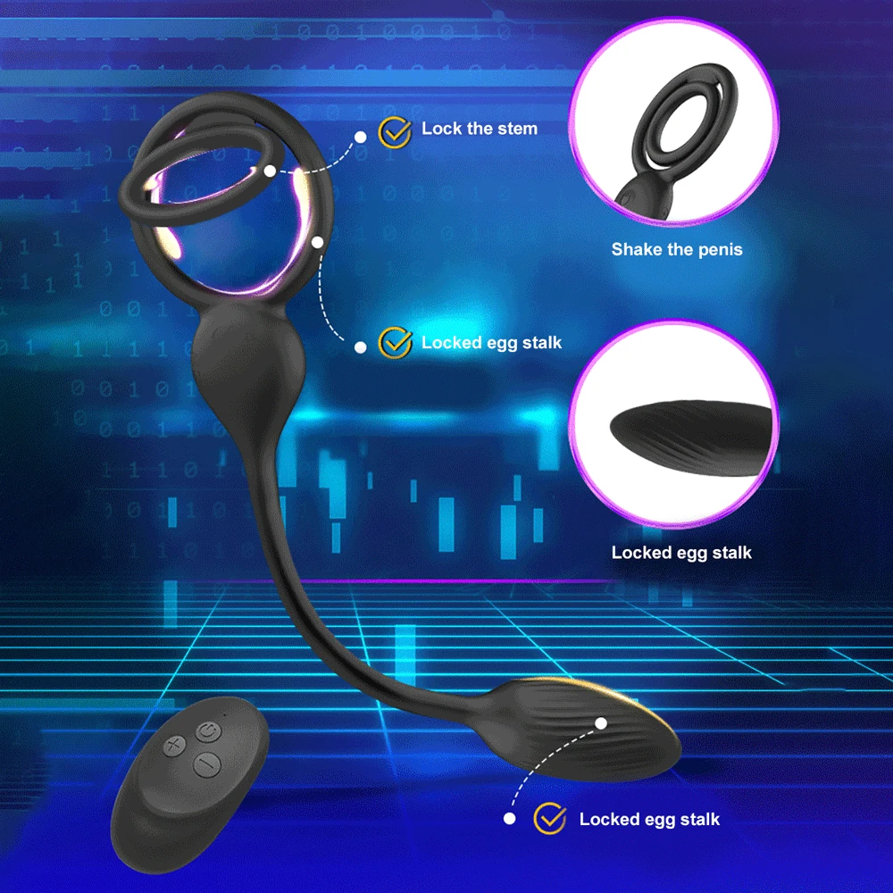 Remote Cock Vibrator Anal Butt Plug Male Prostate Massager Sperm Lock Ring Penis Stimulator Masturbator Sex Toy for Men Couple