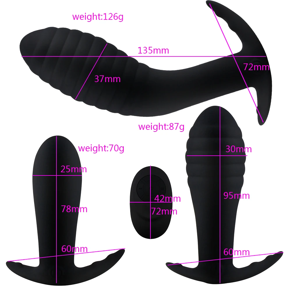 Prostate Massager Remote Control Anal Plug Vibrator Waterproof 10 Stimulation Modes Butt Anus Massager Silicone Sex Toy for Men