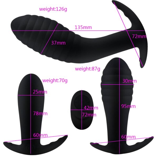 Prostate Massager Remote Control Anal Plug Vibrator Waterproof 10 Stimulation Modes Butt Anus Massager Silicone Sex Toy for Men