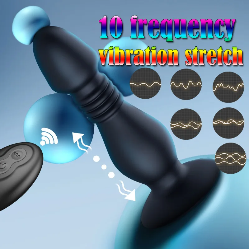 Adult sex products, 10 frequency remote control, telescopic vibration, vestibular suction cup, anal plug massage device, male Adult sex products, 10 frequency remote control, telescopic vibration, vestibular suction cup, anal plug massage device, male