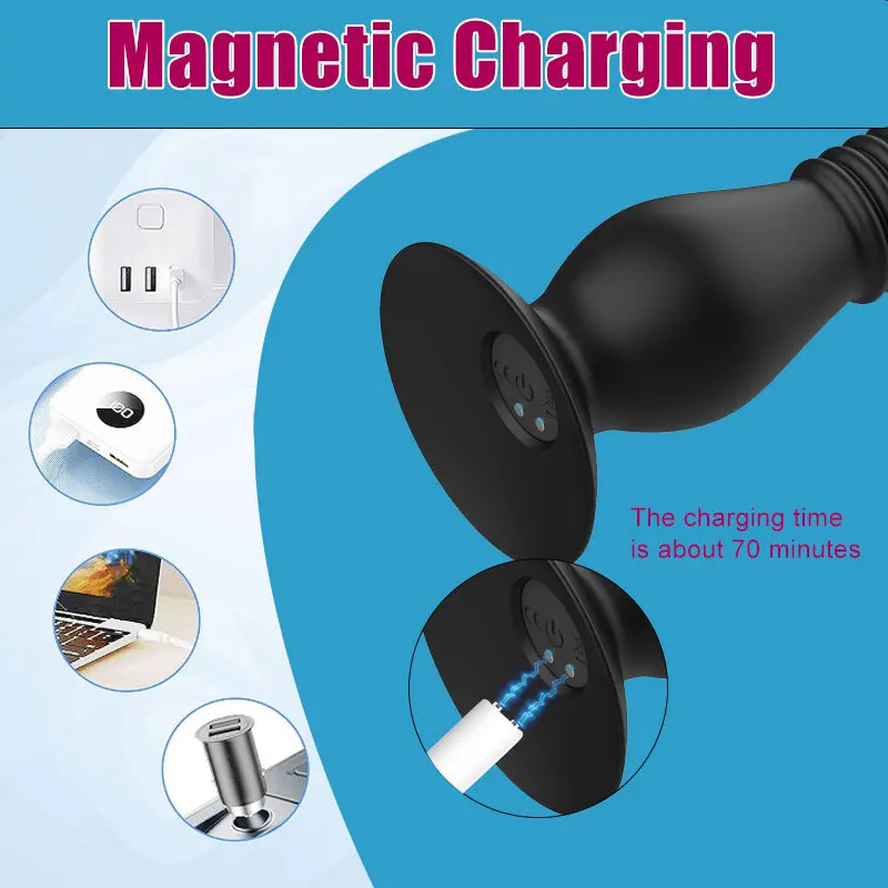 Adult sex products, 10 frequency remote control, telescopic vibration, vestibular suction cup, anal plug massage device, male Adult sex products, 10 frequency remote control, telescopic vibration, vestibular suction cup, anal plug massage device, male