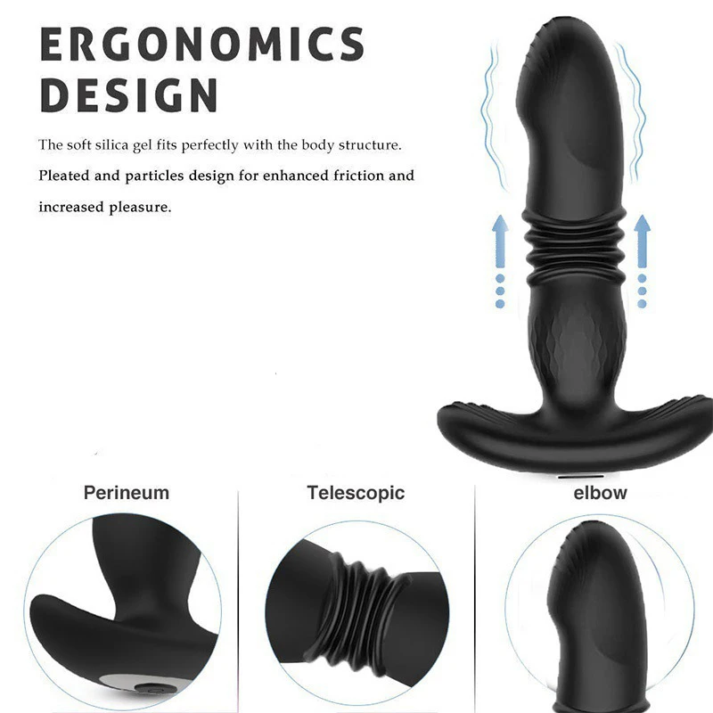 Male Thrusting Prostate Massager Analplug Butt Plug Vibrator for Men Gay Wireless Remote Prostate Stimulator Sex Toy for Couples