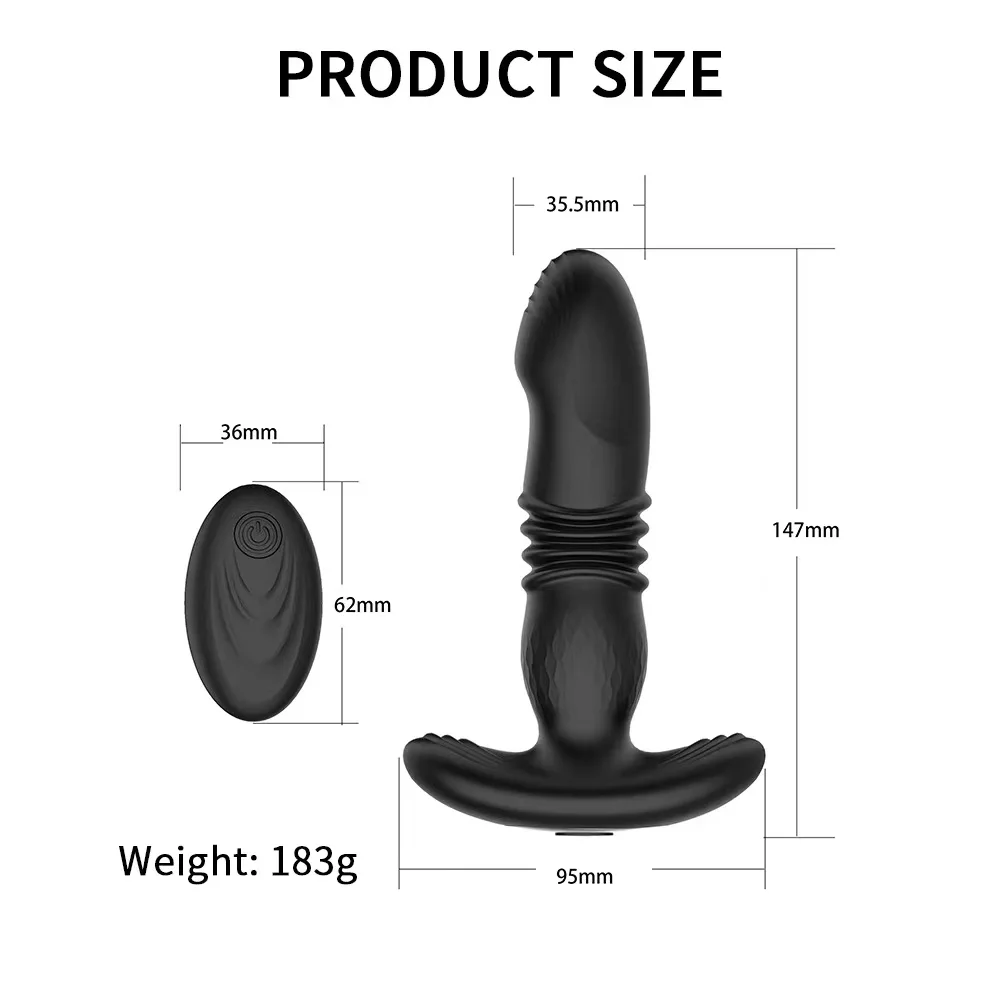 Male Thrusting Prostate Massager Analplug Butt Plug Vibrator for Men Gay Wireless Remote Prostate Stimulator Sex Toy for Couples