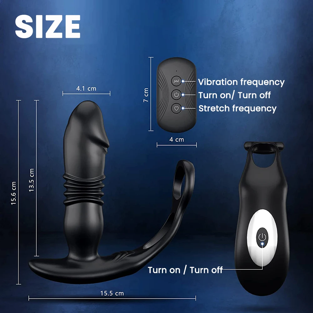 Male Thrusting Prostate Massager Analplug Butt Plug Vibrator for Men Gay Wireless Remote Prostate Stimulator Sex Toy for Couples
