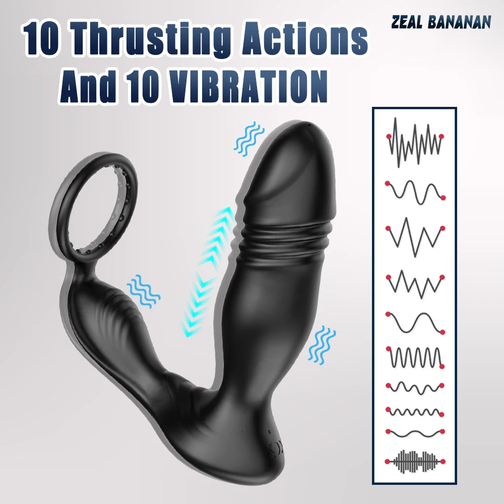 Male Thrusting Prostate Massager Analplug Butt Plug Vibrator for Men Gay Wireless Remote Prostate Stimulator Sex Toy for Couples