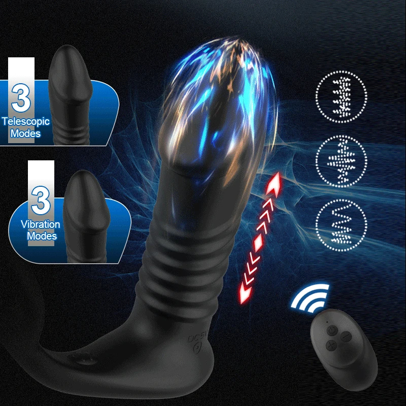 Male Thrusting Prostate Massager Analplug Butt Plug Vibrator for Men Gay Wireless Remote Prostate Stimulator Sex Toy for Couples