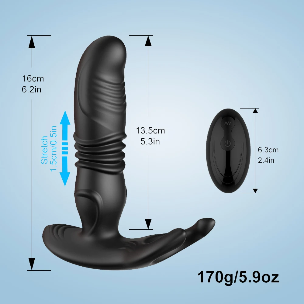 Male Thrusting Prostate Massager Analplug Butt Plug Vibrator for Men Gay Wireless Remote Prostate Stimulator Sex Toy for Couples